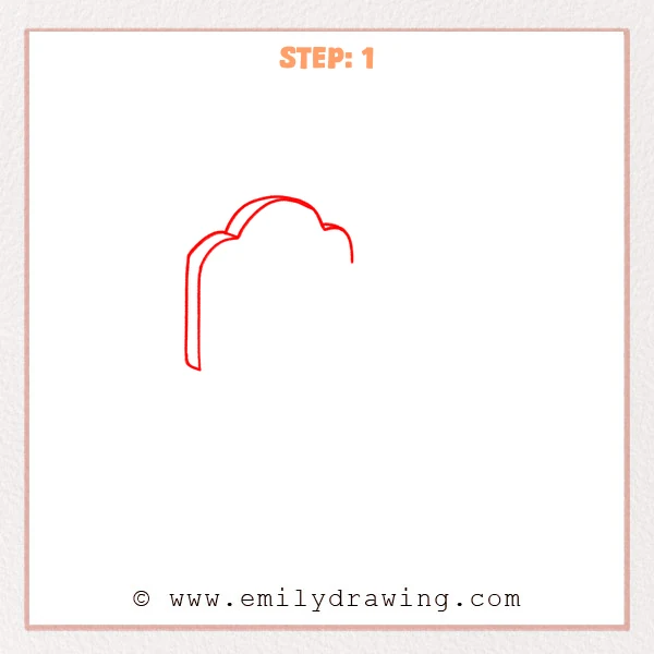 how to draw a cartoon bed - Early sketch of a cartoon bed headboard with a rounded vertical side and a three-bump curved top.